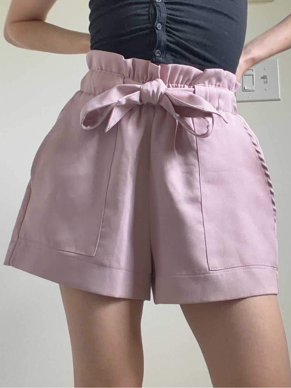 Light Mauve Paper Bag Shorts